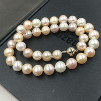 ELEISPL 10-11mm Luster Baroque Round White FW Pearl Necklace 17inch Smmoth Surface Multi-colours #22010008