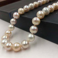 ELEISPL 10-11mm Luster Baroque Round White FW Pearl Necklace 17inch Smmoth Surface Multi-colours #22010008