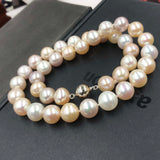 ELEISPL 10-11mm Luster Baroque Round White FW Pearl Necklace 17inch Smmoth Surface Multi-colours #22010008