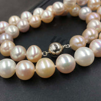 ELEISPL 10-11mm Luster Baroque Round White FW Pearl Necklace 17inch Smmoth Surface Multi-colours #22010008