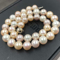 ELEISPL 10-11mm Luster Baroque Round White FW Pearl Necklace 17inch Smmoth Surface Multi-colours #22010008