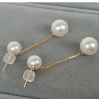 Newly Studs&Dangle AAA round Pearl 18k yellow gold women earring