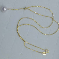 Top 8mm round white Akoya pearl pendant G18K Chain 45cm