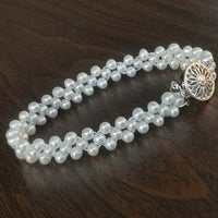 Elegant Handmade White Real Pearl Bracelet 4mm 16CM Girl''s Gifts