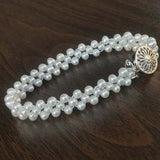 Elegant Handmade White Real Pearl Bracelet 4mm 16CM Girl''s Gifts