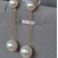 Newly Studs&Dangle AAA round Pearl 18k yellow gold women earring