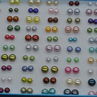 ELEISPL 100 Pairs Mixed 4-9mm Similar Multi-colours FW Pearl Studs Earrings