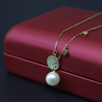 Sterling Silver Necklace Finest Genuine Round Pearl Pendant Ladies Jewelry