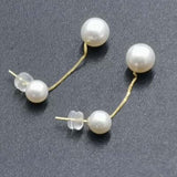 New Gold 18K 6mm 8mm Round FW Pearl Earring Studs&Dangle Women's Finest Jewelry 35mm