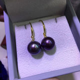 Sterling silver 10mm purple freshwateri pearls earring silver gold hook option