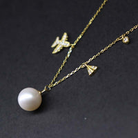 Gorgeous 8.5-9mm Round Pearl Pendant Sterling Silver Chain Necklace