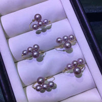 Gorgeous mix style round pearl rings 18k gold women's jewelry