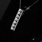 Small pearls sterling silver necklace freshwater pearl pendant 3-4mm