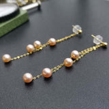 Small Fresh Water Pearl Dangle Earring 18K Solid Gold Finest JEWELLRY