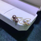 Gorgeous mix style round pearl rings 18k gold women's jewelry