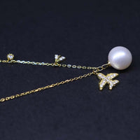 Gorgeous 8.5-9mm Round Pearl Pendant Sterling Silver Chain Necklace