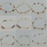 New AAA Natural round real pearl G18K gold  chain bracelet various style option girl's jewelry