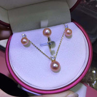 Sterling silver PEARLS set round freshwater pearl pendant &  earring ring 7-8mm