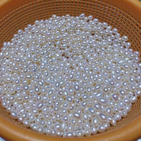 100 PCS wholesale loose pearls near drop rice freshwater pearl half drilled beads