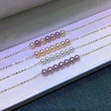 Gorgeous G18k solid gold bracelet fine 4-5mm round pearl jewelry gift for girls