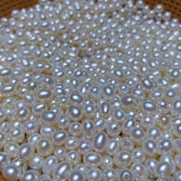 100 PCS wholesale loose pearls near drop rice freshwater pearl half drilled beads