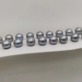 AAA Lots 7mm round gray genuine pearl half drilled loose pearls 20 pairs