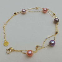 New AAA Natural round real pearl G18K gold  chain bracelet various style option girl's jewelry