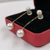 Newly AAA studs & dangle style AAA Round Fw Pearl women earring G18K with certificate