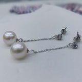 wholesale 10 pairs long earrings for women 8-9mm round freshwater pearls s925