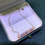 Gorgeous G18k solid gold bracelet fine 4-5mm round pearl jewelry gift for girls