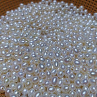 100 PCS wholesale loose pearls near drop rice freshwater pearl half drilled beads