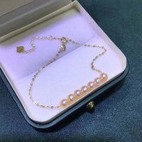 Gorgeous G18k solid gold bracelet fine 4-5mm round pearl jewelry gift for girls