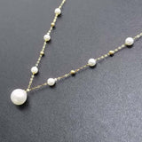 AAA 4-9mm Finest Round Pearl Jewelry G18K Necklace Chain Wedding Jewelry