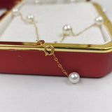 18K GOLD Chain & link necklace 5mm round FW pearl 45cm