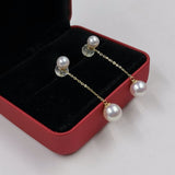 Newly AAA studs & dangle style AAA Round Fw Pearl women earring G18K with certificate