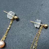 Small Fresh Water Pearl Dangle Earring 18K Solid Gold Finest JEWELLRY