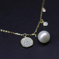 Sterling Silver Necklace Finest Genuine Round Pearl Pendant Ladies Jewelry