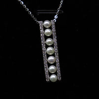 Small pearls sterling silver necklace freshwater pearl pendant 3-4mm