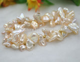 fine luster 2strds rare Baroque keshi Reborn Natural pearl bracelet stretch