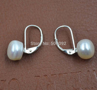 FOR 10 Pairs 9.5-10mm white Freshwater pearl earring D style