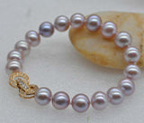 AAA Gorgeous 8.5-9mm round natural lavender pearl bracelet 18CM