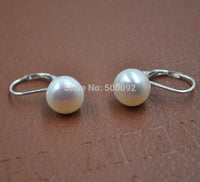 FOR 10 Pairs 9.5-10mm white Freshwater pearl earring D style