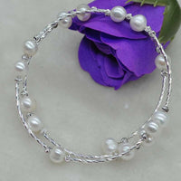 Newly handmade white freshwater pearl circle bracelet 7-8mm free shipping