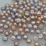 wholesale  100pcs button half drilled real freshwater pearl 7.5-8.5mm white or natural multi-colours beads