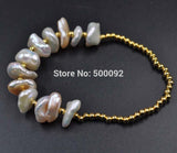 Baroque natural keshi genuine pearl bracelet free shipping