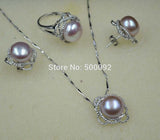 ELEISPL JEWELRY 1 set 11.5-12mm white pink purple black freshwater pearl necklace ring earring