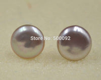 10 Pairs Fine 11-12mm Natural Freshwater Pearl Coin Earring Studs 925