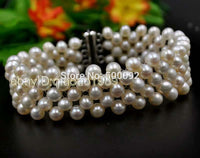 Genuine 5mm Handmade Cultured freshwater pearl bracelet free shipping