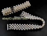 Genuine 5mm Handmade Cultured freshwater pearl bracelet free shipping