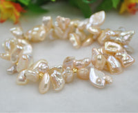 fine luster 2strds rare Baroque keshi Reborn Natural pearl bracelet stretch